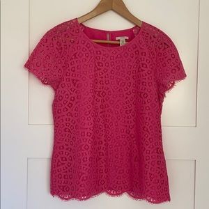 Jcrew pink eyelet short sleeved blouse size 4
